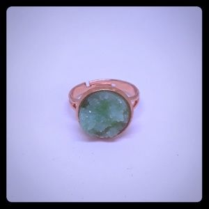 Mint and rose gold adjustable ring
